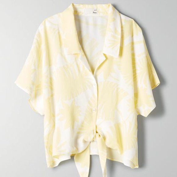 ARITZIA | Wilfred Free The Tie-Front Blouse in Yellow/White XS - Picture 5 of 12